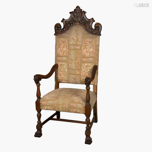 A Continental carved mahogany armchair, 19th century