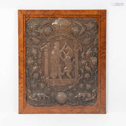 An Indo-Persian copper relief plaque,