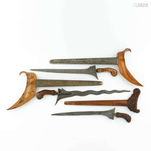 Three Indonesian kris daggers, early/mid 20th century