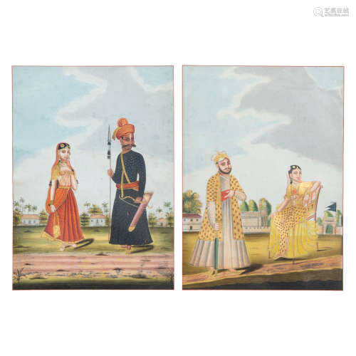 Two Mughal miniatures, 19th century
