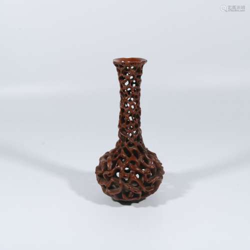 Wood carving hollow bottle