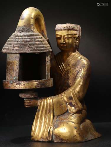 Gilt Bronze Buddha Lamp Ornament