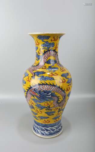 Blue and White Sliced Dragon Vase