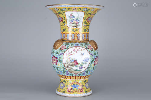 Enamel flower window flower and bird flower goblet