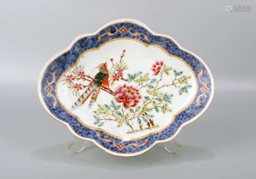 Pastel flower and bird porcelain plate