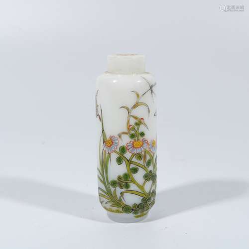 Glass Pastel Floral Snuff Bottle