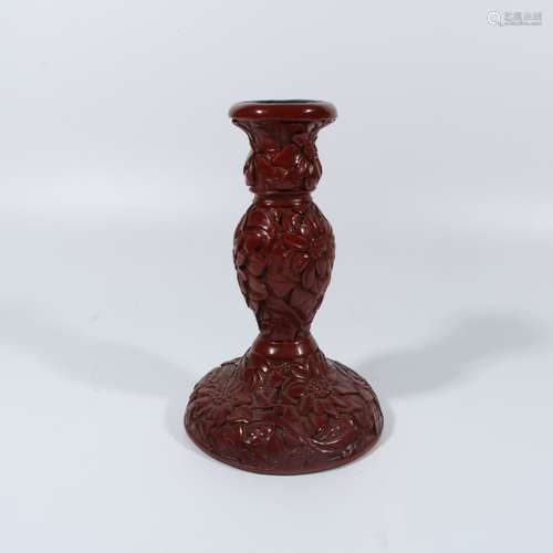 Lacquer carved candle holder