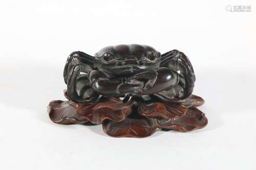 Red sandalwood carving crab ornament (original with boxwood ...