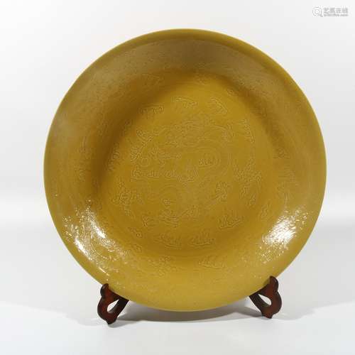 Yellow-glazed dragon plate