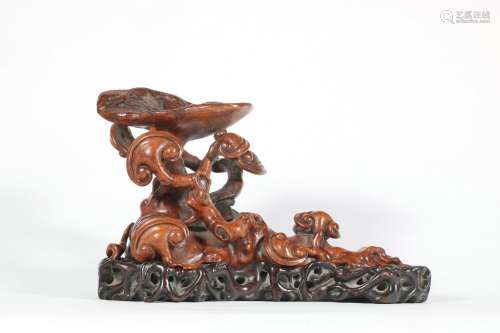 Huanghuali Carved Ganoderma Lucidum Ornament