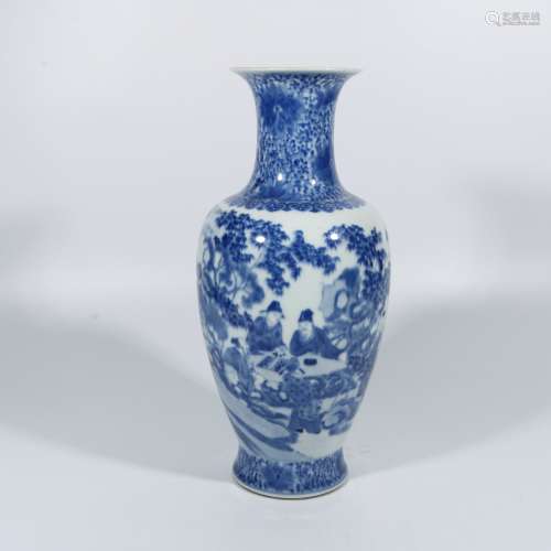 blue and white character bottle
