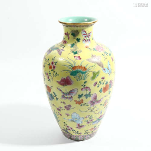 Yellow Ground Pastel Butterfly Pattern Bottle