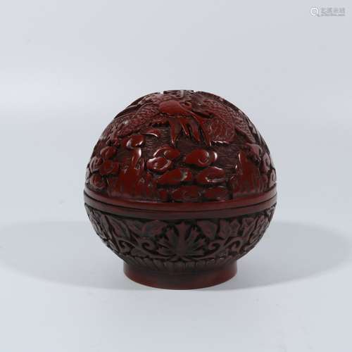 Large red lacquer dragon box