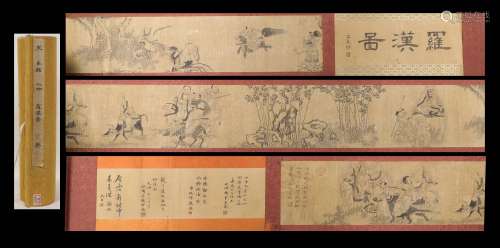 Ma Lin Luohan Figure Long Scroll