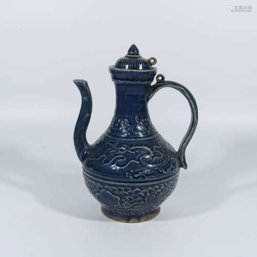 Ji blue glaze dragon pot