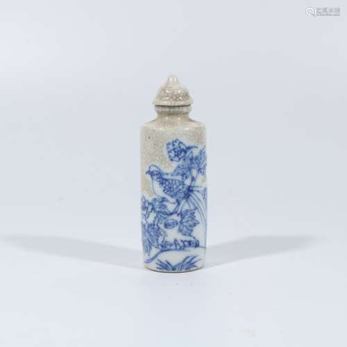 Brother Glazed Blue and White Flower and Bird Snuff Bottle