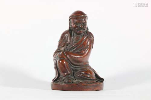 Bamboo Carved Arhat Sitting Statue