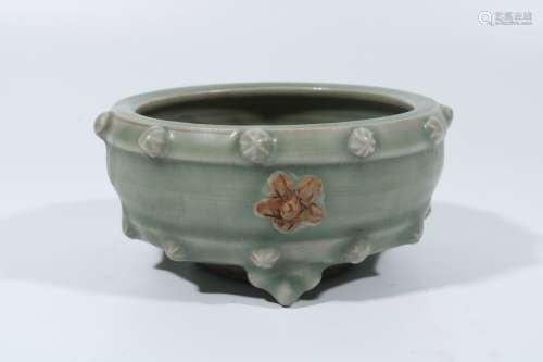 Yellow glaze drum nail pot