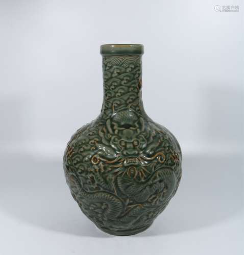 Yaozhou kiln carved dragon bottle