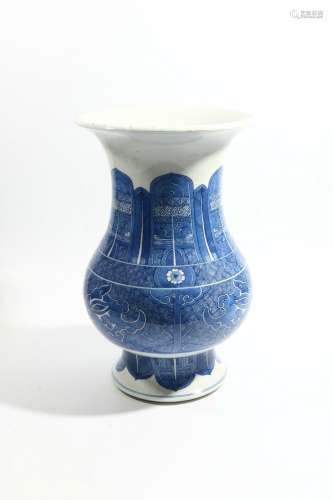 Blue and white imitation phoenix pattern flower goblet