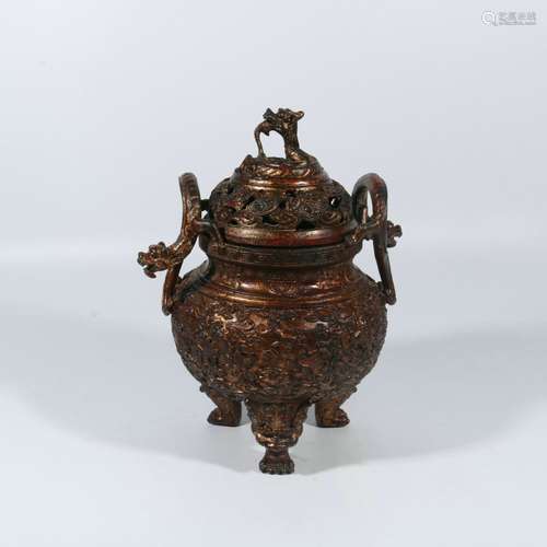 Gilt Bronze Dragon Button Double Dragon Ear Stove