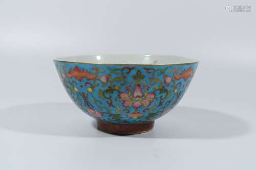 Blue pastel flower blessing and longevity bowl