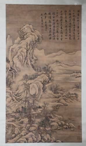 Tang Yin's landscape painting scroll