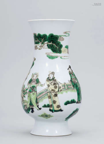 十九世紀 五彩人物琵琶瓶