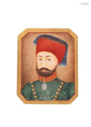 A HIGHLY IMPORTANT EARLY MINIATURE PAINTING OF SULTAN MAHMUD...