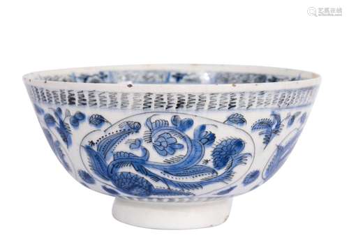 A EARLY BLUE & WHITE KUTAHYA PHOENIX BOWL, 17TH CENTURY