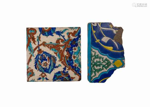 TWO OTTOMAN IONIC IZNIK TILES, 16TH CENTURY AND LATER