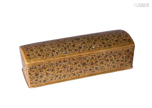 A LARGE RECTANGULAR PAPER MACHE PEN BOX, QAJAR, 19TH CENTURY