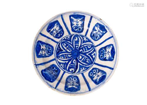 A FULLY INTACT BLUE & WHITE INTACT SAFAVID PLATE, 16TH C...