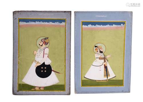 TWO MUGHAL NOBLE MAN MINIATURES, ONE IN FESTIVE ATTIRE &...