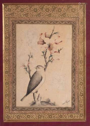 A MINIATURE PAINTING (GOL & BOLBOL) A PORTRAIT OF A BIRD...