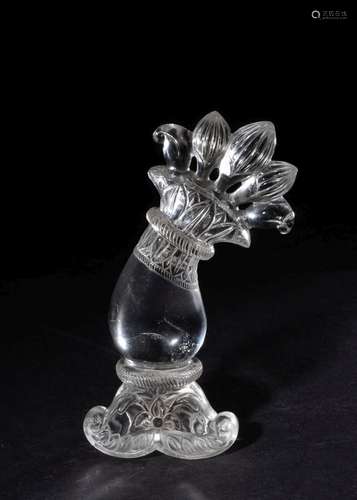 AN INDIAN CARVED ROCK CRYSTAL DAGGER HILT, 20TH CENTURY