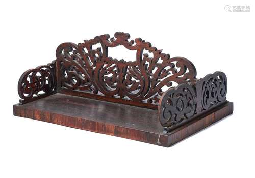 Y A VICTORIAN ROSEWOOD BOOK TROUGH,  CIRCA 1860