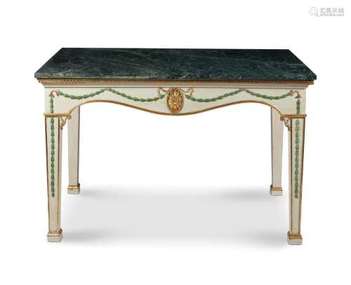 A GILTWOOD AND PAINTED CONSOLE TABLE IN GEORGE III STYLE, 20...