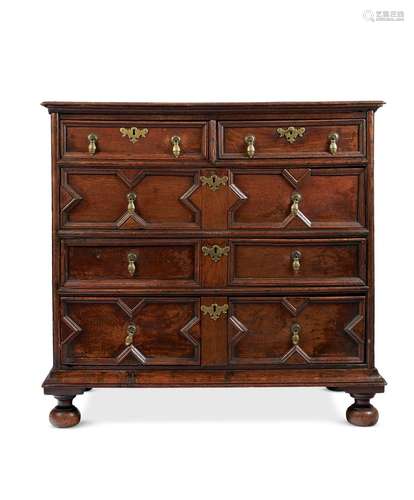 A CHARLES II OAK CHEST OF DRAWERS, CIRCA 1670