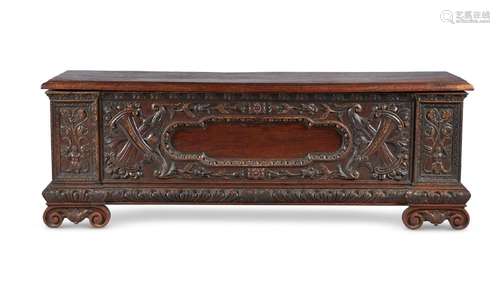 A NORTH ITALIAN WALNUT CASSONE, 18TH CENTURY