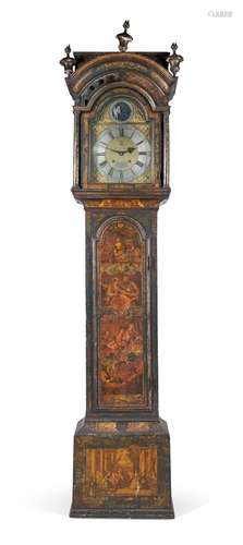 A BLACK AND GILT LACQUERED LONGCASE CLOCK