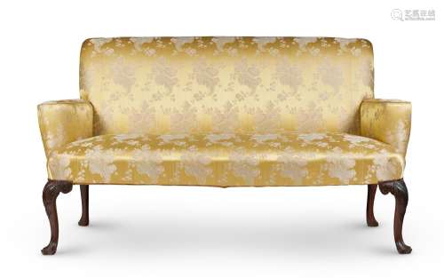 A MAHOGANY AND UPHOLSTERED SOFA IN GEORGE II STYLE, 19TH CEN...