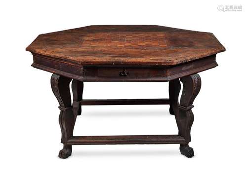 A SPANISH WALNUT AND INLAID CENTRE TABLE, 19TH CENTURY