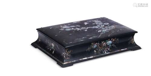 Y A VICTORIAN PAPIER MACHE AND MOTHER-OF-PEARL WORK BOX JENN...