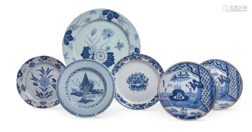 A GROUP OF DUTCH DELF BLUE AND WHITE PLATES