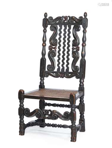 A STAINED OAK SIDE CHAIR, LATE 17TH CENTURY AND LATER