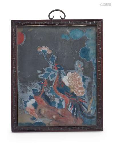 A CHINESE REVERSE-PAINTED WALL MIRROR, 18TH CENTURY