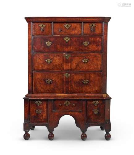 A WALNUT CHEST ON STAND, SECOND QUARTER 18TH CENTURY AND LAT...