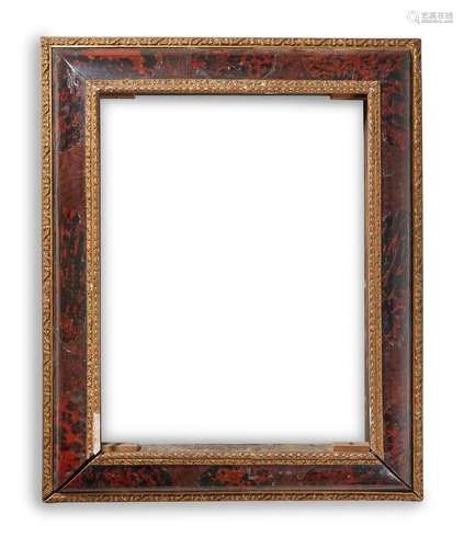 Y A WALNUT AND TORTOISESHELL WALL MIRROR FRAME IN 17TH CENTU...