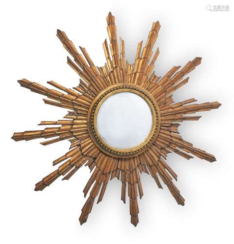 A GILTWOOD STARBURST WALL MIRROR, 20TH CENTURY